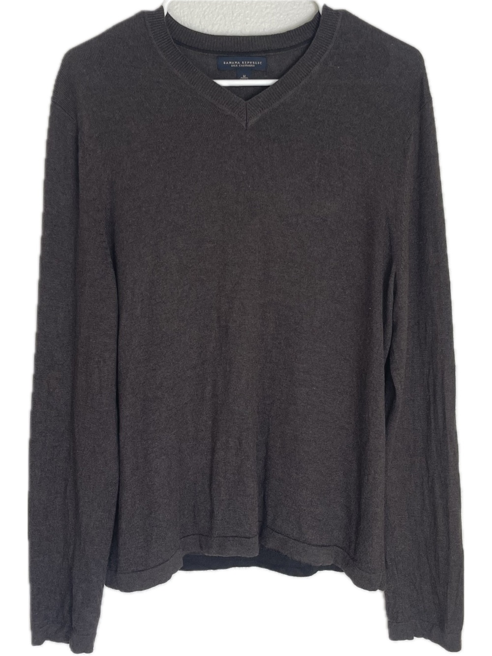 Banana Republic Silk/Cashmere Men's V-Neck Sweater in Dark Brown Size M 058